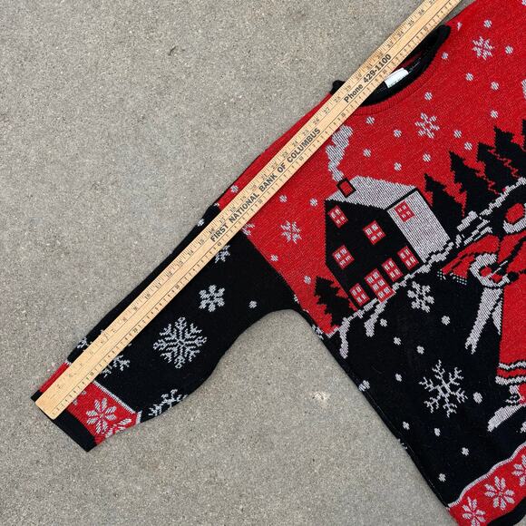 Vintage 90s Father Christmas Cabin in the Woods Winter Snowflake Sweater 24W - Picture 8 of 8